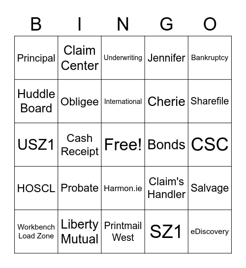 Surety BINGO Card