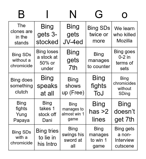 Go Girl Give Us Nothing Bingo Card