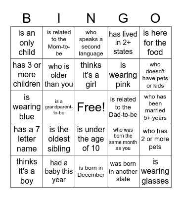Find the Guest Bingo Card