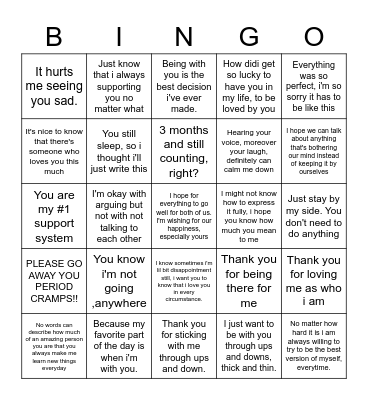Nyonyo Bingo Card