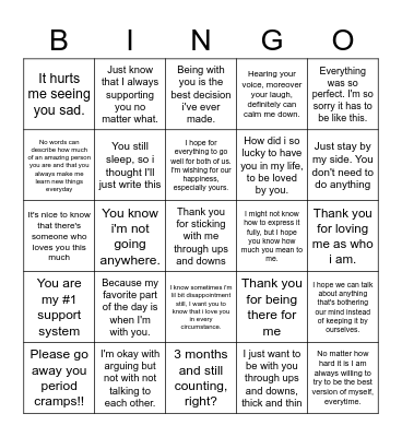 Nyonyo Bingo Card