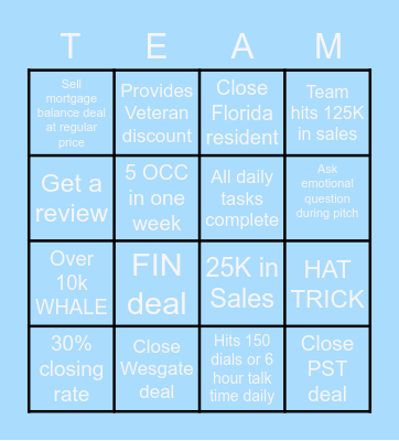 TEAM PRIMO BINGO Card