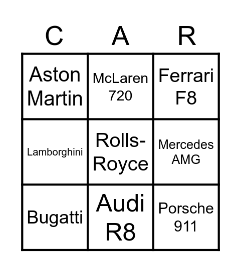 London Car Bingo Card