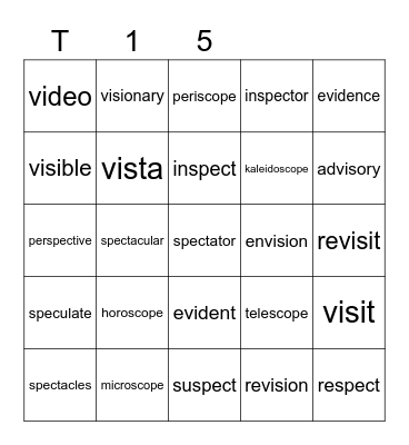 Teal 15 Bingo Card