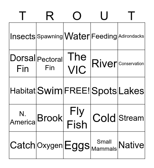 Trout Bingo Card