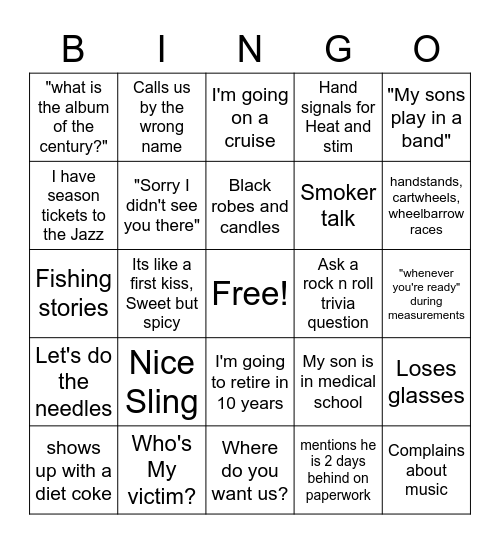 Nate Bingo Card