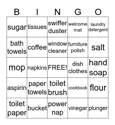 Becky's Bridal Bingo Card