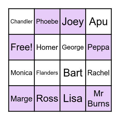 Leawarra TV Bingo Card