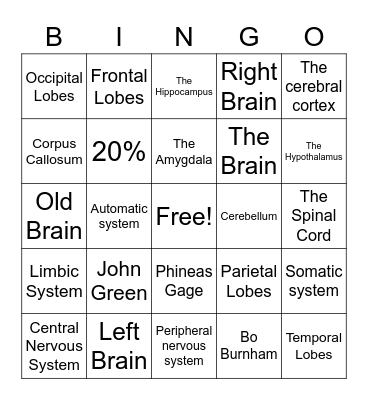 The Brain Bingo Card