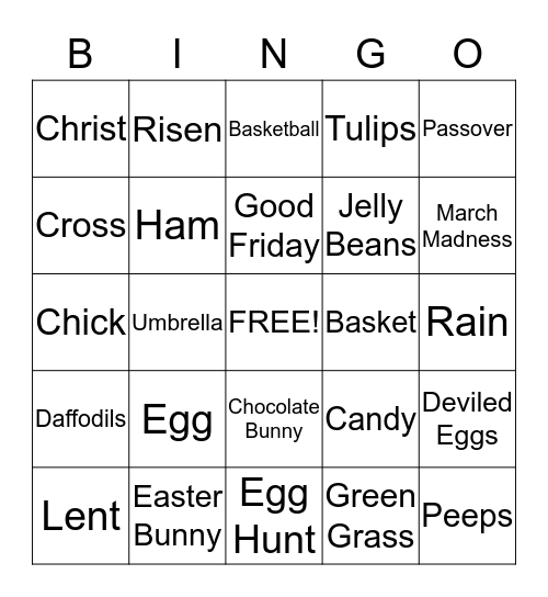 March/April Bingo Card