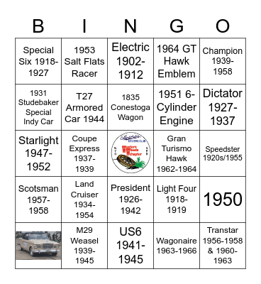 Studebaker All-Play Bingo Card