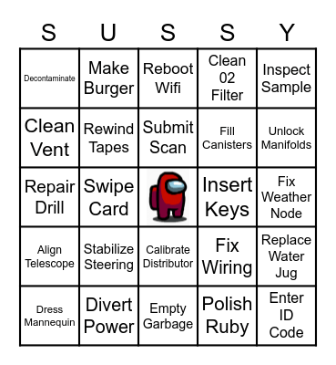 Amogus Bingo Card