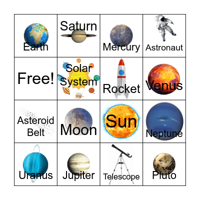 Solar System Bingo Card