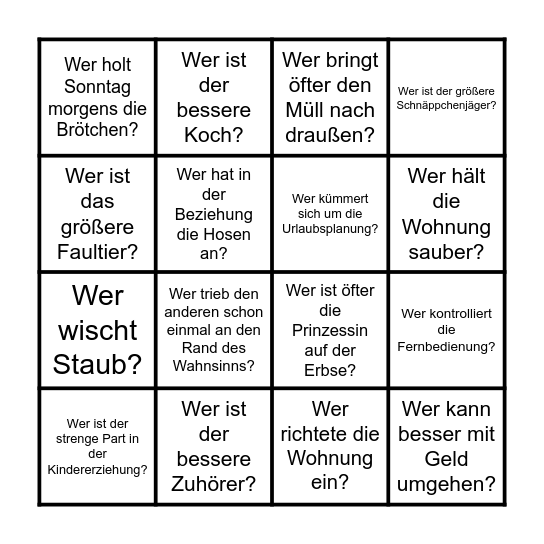 Hochzeits-Bingo Card