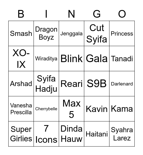 Kara Bingo Card