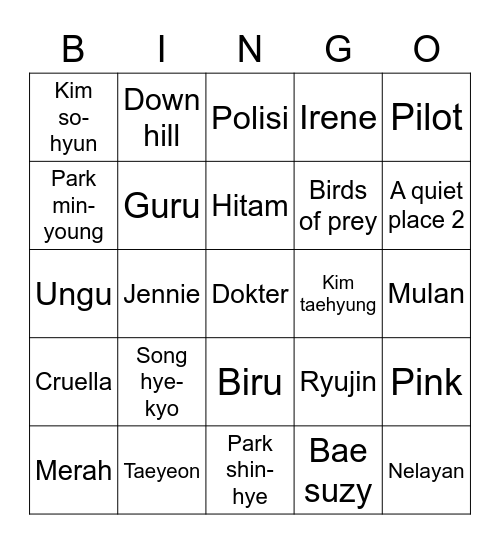 Bingo jamiiepark07 Bingo Card