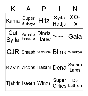 BINGO BERSAMA ANGEL Bingo Card