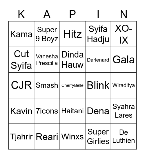 BINGO BERSAMA ANGEL Bingo Card