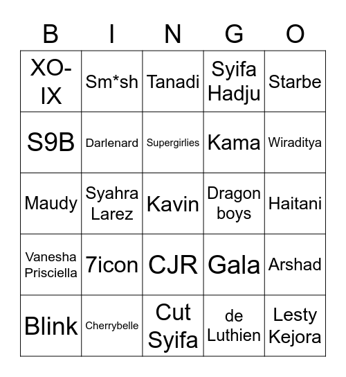 Bella's Bingo Card