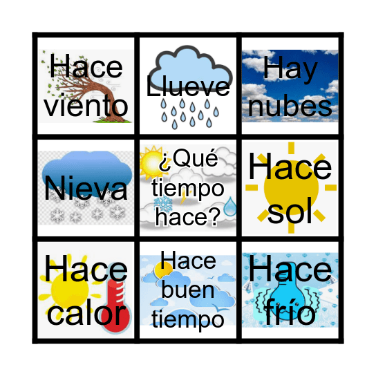 ¿Qué tiempo hace? Bingo Card