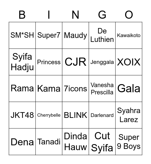 Lila's Board Bingo Card