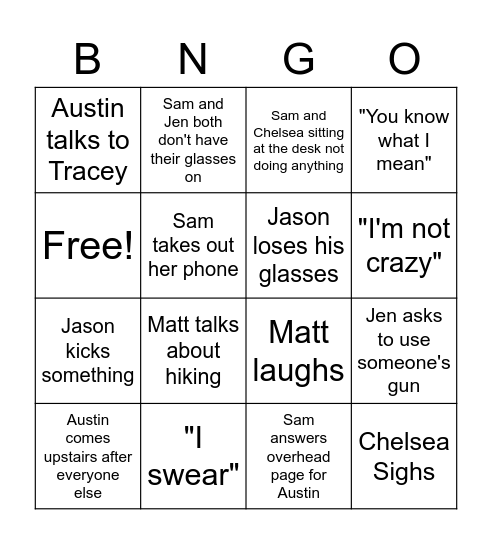 Stockroom Bingo Card