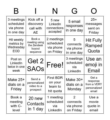 BDR Bingo Card