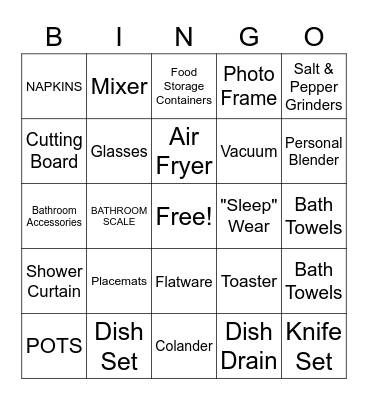 PAMELA's BRIDAL SHOWER Bingo Card