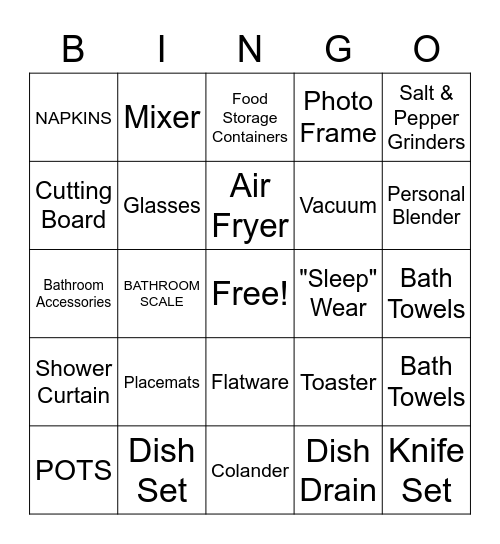 PAMELA's BRIDAL SHOWER Bingo Card