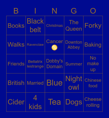 Jill - Head of House 🔵🦅🧙🏼‍♀️ Bingo Card