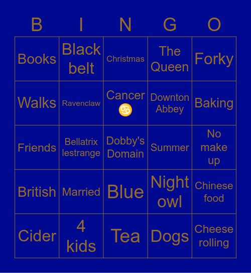 Jill - Head of House 🔵🦅🧙🏼‍♀️ Bingo Card