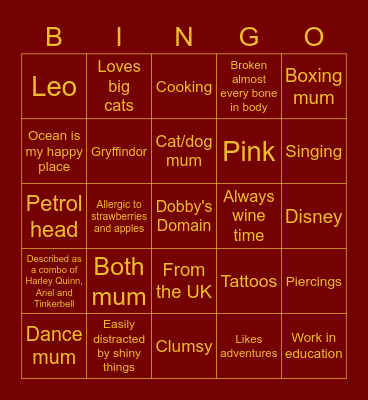 Nicola - Leopard 🔴🦁🐆 Bingo Card