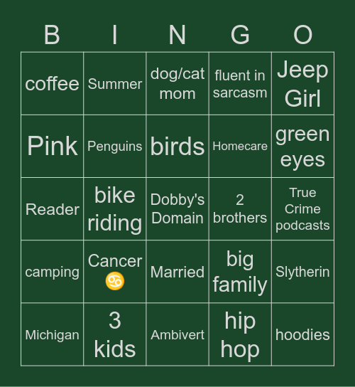 Amanda - Founder 🟢🐍👑 Bingo Card