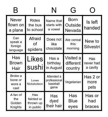 Get to Know You Bingo! Bingo Card