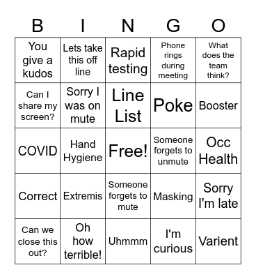 Team Meeting BINGO Card