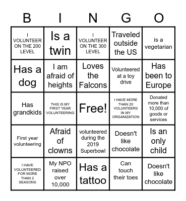 NFP BINGO Card