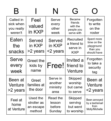 KXP Leader Bingo Card