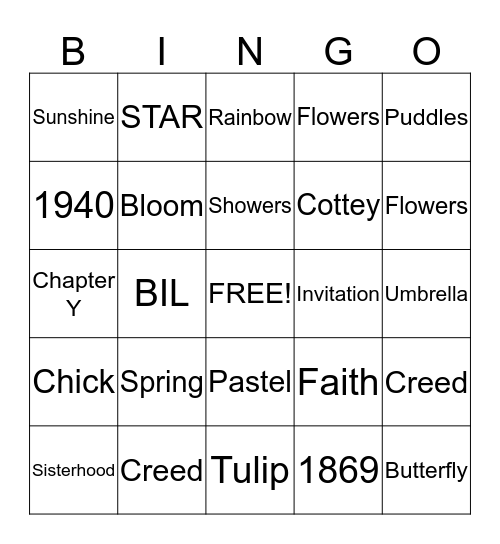 PEO Bingo! Bingo Card