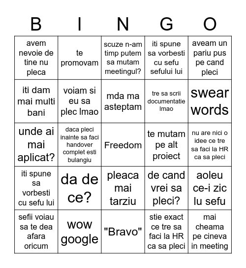 Lmao Bingo Card