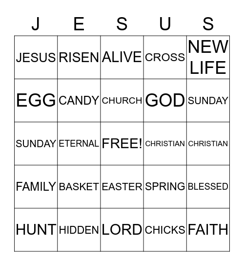 HAPPY EASTER!! Bingo Card