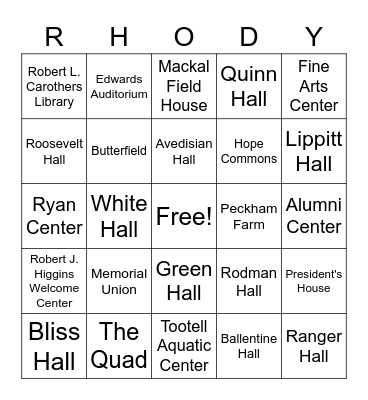 URI Tour Guides Meet & Greet 2021 Bingo Card