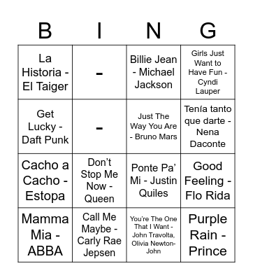 BINGO MUSICAL Bingo Card