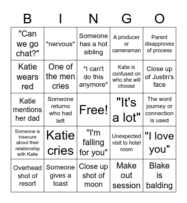 Bachelorette Bingo Card