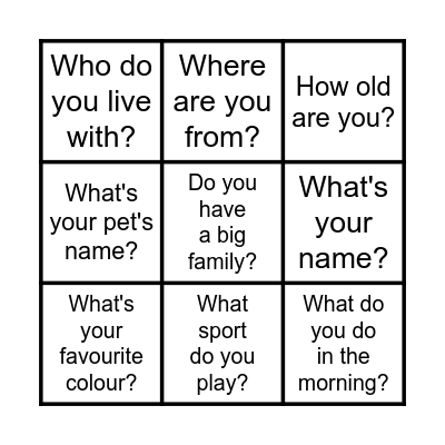 Get to Know Bingo Card