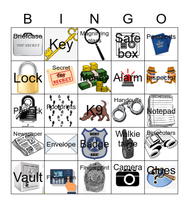 Secret Agent Bingo Card