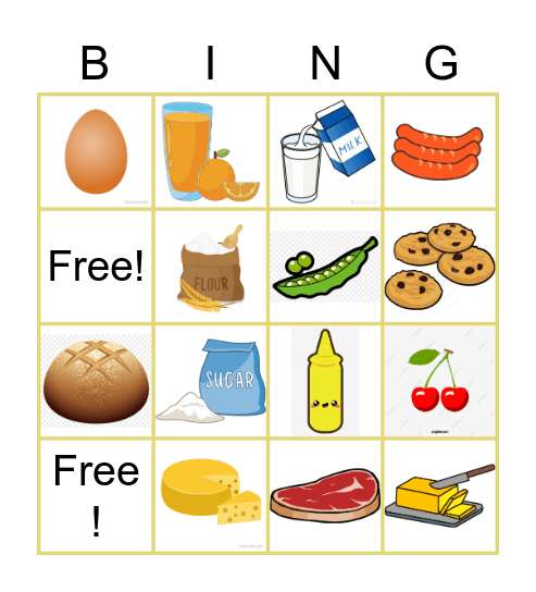 Countable and uncountable nouns Bingo Card