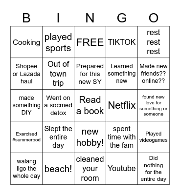 DIS BACK TO SCHOOL/SUMMER EDITION Bingo Card