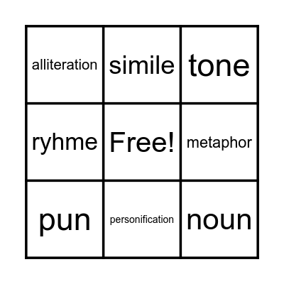 Language Features Bingo Card