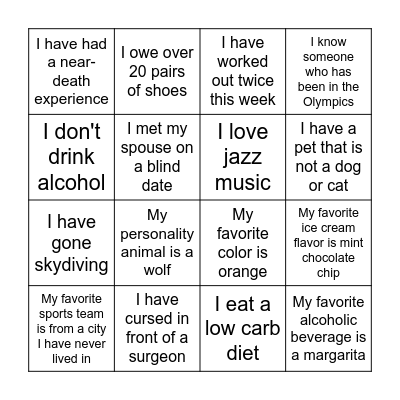 Walter Tower OR Bingo Card