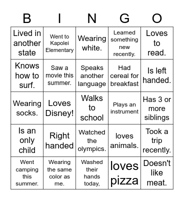 Advisory Bingo Card